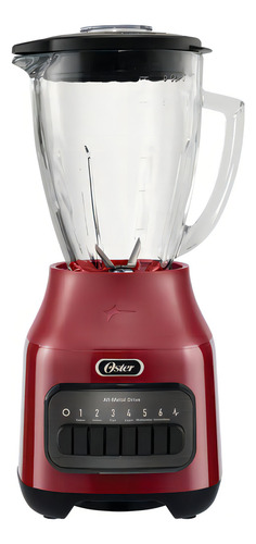Copo de vidro Oster 6 Speed Blender de 1,5 litros, cor vermelha