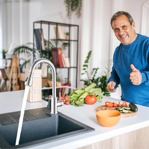 Grifo De Cocina Retráctil De Acero Inoxidable De Una Sola