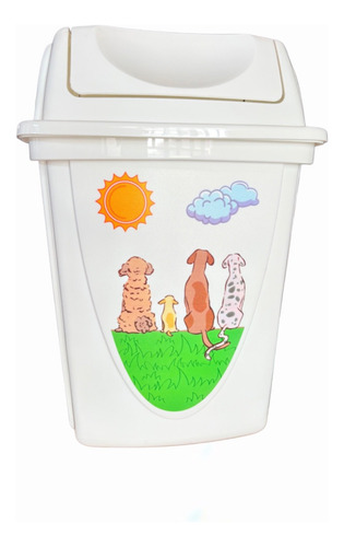Bote Basura Balancin Kids Diferentes Color Y Diseños C/tapas Blanco