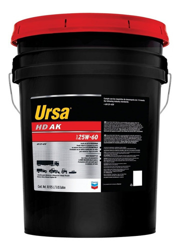 Aceite Chevron Ursa Hd Ak Sae 25w 60 Cubeta 19lts