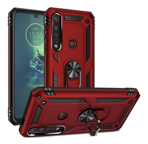 Funda Moto G8 Plus Anillo Magnetico + Mica Cristal 21d