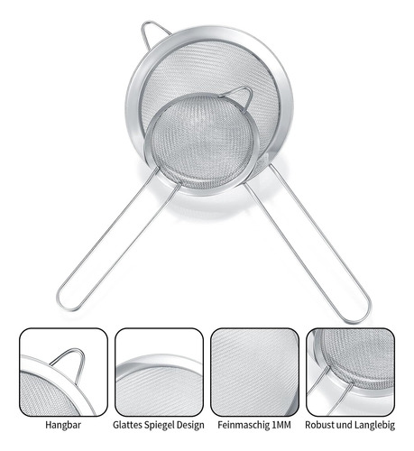 Coladores Cernidores Escurridor Acero Inoxidable Juego 5 Pzs Plateado