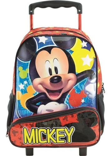 Mochila Escolar Rodinhas Infantil Menino 14 Hey Mickey 8961 Cor Vermelho Desenho do tecido Mickey Mouse