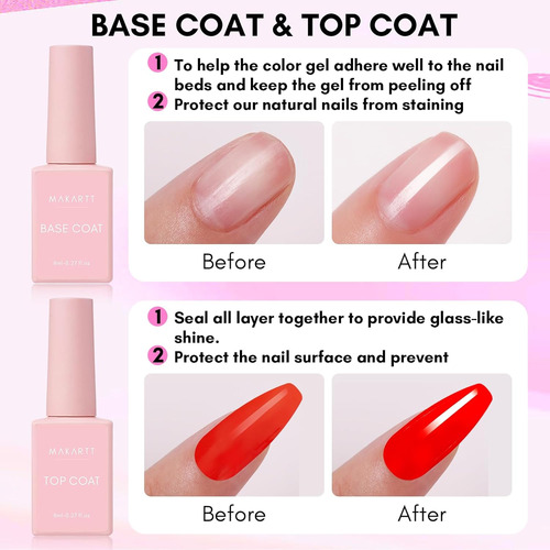 Makartt Juego De Esmalte De Uñas De Gel Con Capa Superior Y