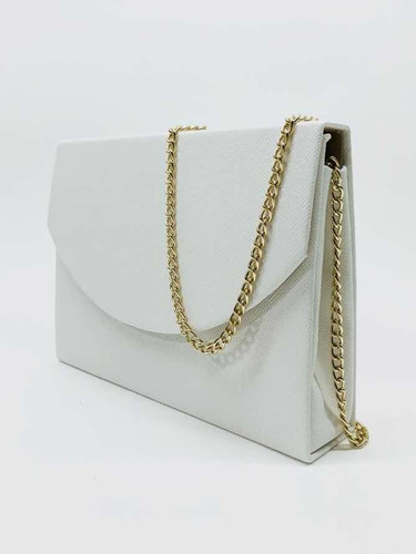 Bolsa Feminina Clutch Festa Balada Casamento Alça Corrente Cor Branco