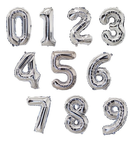 Globos Foil Balloon-40  Silver 0-9 (3,08)