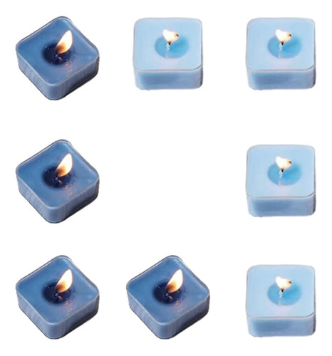 Velas Aromáticas Con Forma De Tetragono Azul, 8 Unidades