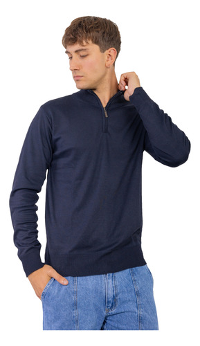 Sweater Hombre Tipo Polera Medio Cierre De Hilo Importado