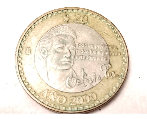 Moneda Octavio Paz 20 Pesos 