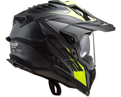 Casco Ls2 Explorer Carbon Doble Visor Negro Verde