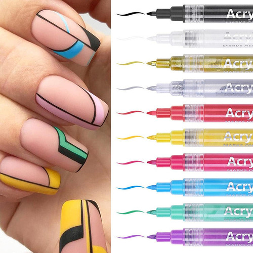 . Dibujo De Uñas A Lápiz Pintado En 3d, 10 Piezas De