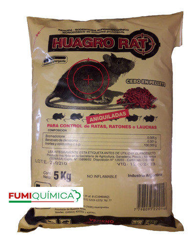 Veneno Ratas Y Ratones Huagro Pellets X 5 Kg 