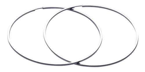 Imagem 6 de 6 de Argola Brinco Grande Pura Prata 925 - 6cm - Tubo Quadrado