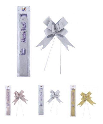 Imagen 1 de 10 de Moño Fácil Gigante X 10 Unidades Regalo Adornos Glitter