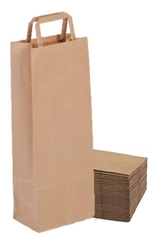 Bolsas De Papel Madera Kraft Con Manija 40x14x8 100 Unidades