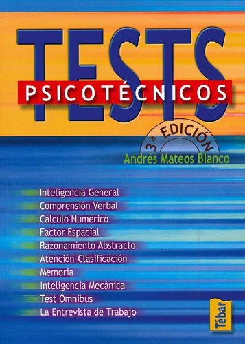 Libro Test Psicotécnicos De Andres Mateos Blanco