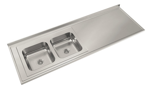 Mesada Acero Inox Johnson Bacha Cc37 Izquierda 200x61 Cm