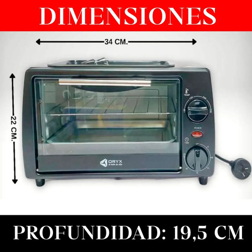 Horno Eléctrico Oryx 10l Hornito Eléctrico 1000w Negro