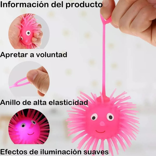 Pelota Erizo Luces Led Antiestrés Yoyo Squishy Apretable