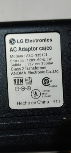 Cargador LG Original Adaptador Ca/cc Aec N35121 