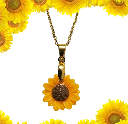 Imagen 4 de 4 de Collar/cadena Girasol En Acero
