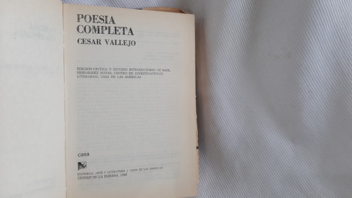 Imagen 2 de 9 de Poesia Completa Cesar Vallejo Arte Y Literatura La Habana