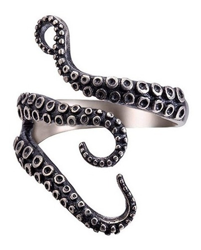 Anillo Tentaculos Pulpo Kraken Gótico Ajustable