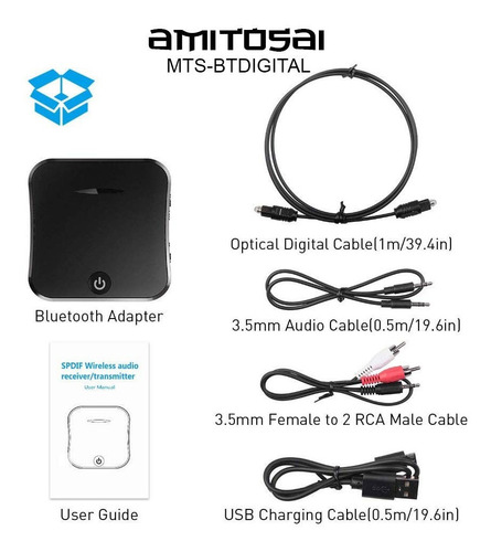 Imagen 4 de 10 de Emisor Transmisor Receptor Bluetooth Audio Tv Smart Amitosn1