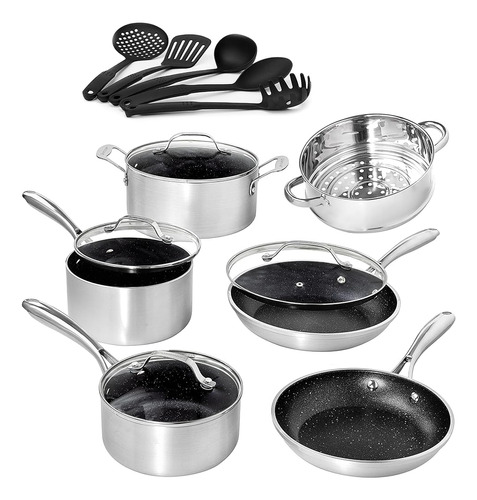 Granite Stone Silver Cookware Set Nonstick Pots And Sartens 