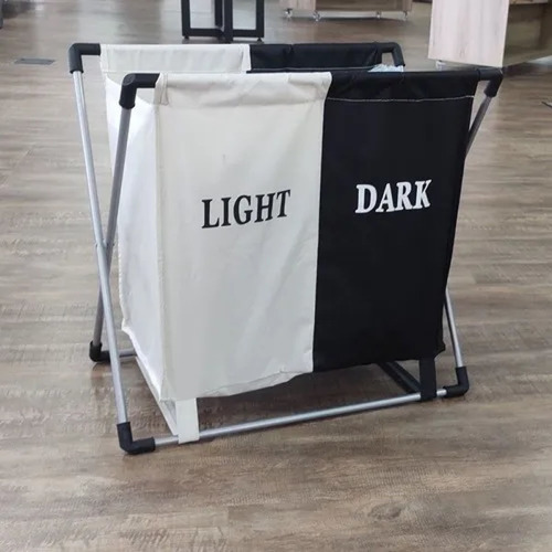 Imagem 2 de 4 de Cesto De Roupa Suja Organizador Dobrável Duplo Lavanderia