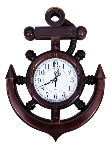 Reloj De Pared Análogo Con Forma De Ancla Y Timón Plástico 