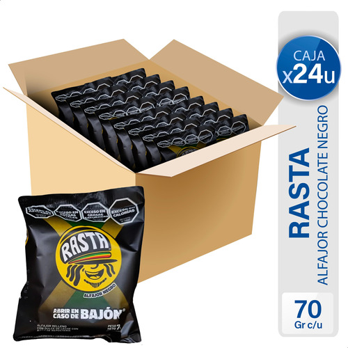 Alfajor Rasta Chocolate Negro Para Bajon X24 - Mejor Precio