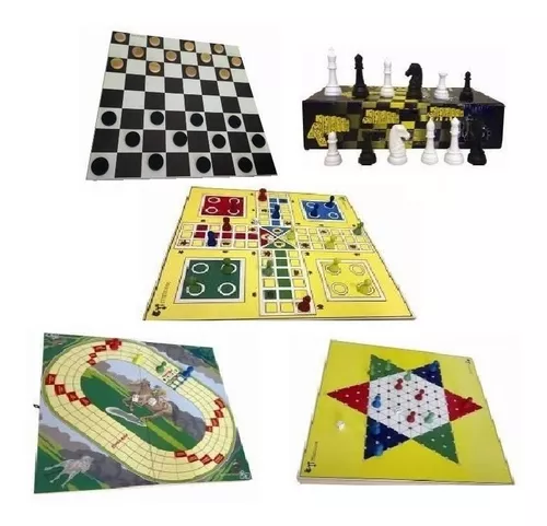 Jogo 5 Em 1 Ludo ,dama, Xadrez Chines, Hipismo, Xadrez