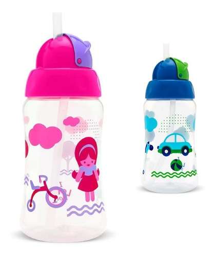 Copo Viva Com Canudo Retrátil Silicone Bebê Infantil 330ml 