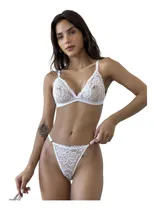 Comprar Conjunto Sexy Bralette Y Tangaless Regulable Encaje Yarbik 
