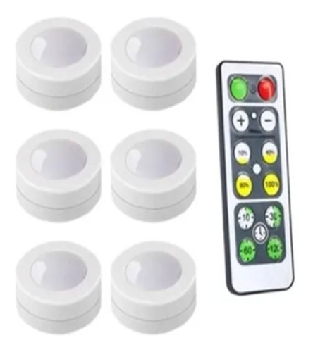 6 Luminaria Lampada Led Sem Fio Sensor Toque Controle Remoto Cor Branco quente 3V