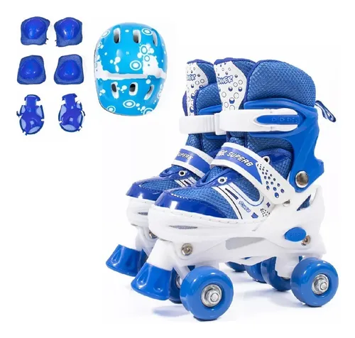 comprar Patines Rollers Ajustables + Casco Y Protectores Para Niños