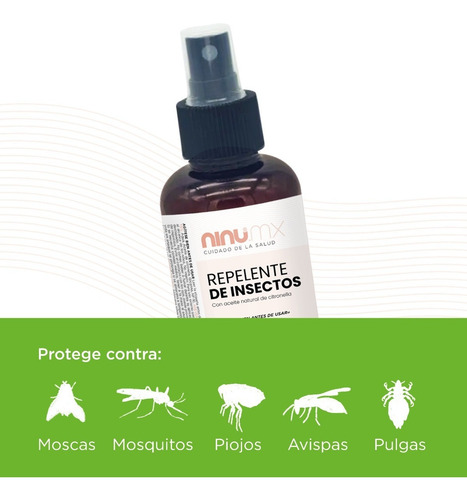 Imagen 2 de 5 de Repelente Mosquitos Insectos 125 Ml Ninu A Base De Citronela