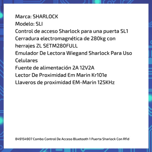 Imagen 6 de 9 de Combo Control De Acceso Bluetooth 1 Puerta Sharlock Con Rfid