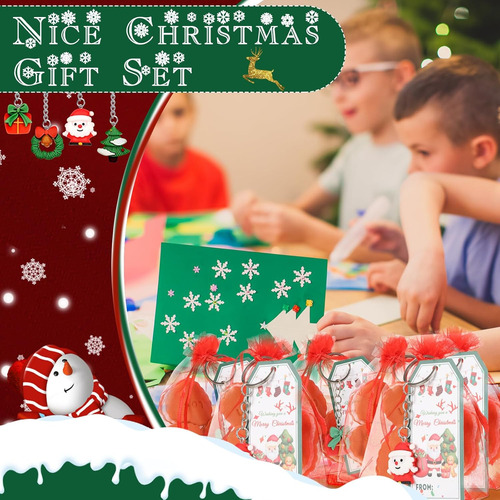 Kit Regalos Navideños 72 Piezas, Llaveros, Etiquetas, Bolsas