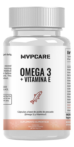 Omega 3 De Salmón 100 Cápsulas Salmon Oil Mvpcare Sin Sabor Mvpcare