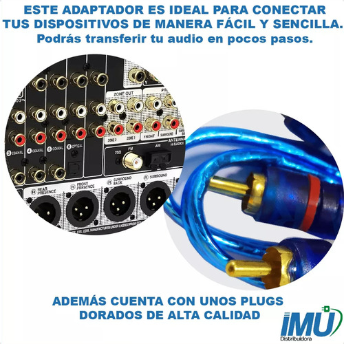 Cable Audio Rca 2 Plugs Macho A Macho Dorados 1.8m 080-087