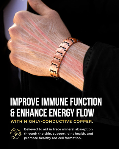 Pulsera Magnética De Cobre Para Hombre Con 5,000 Imanes Gaus