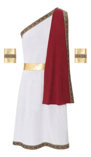 Disfraz De Toga Griega Antigua Para Hombre Con Bata Y Puños Desmontables
