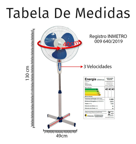 Imagem 5 de 7 de Ventilador Silencioso De Coluna 110v Grande 40cm Pedestal