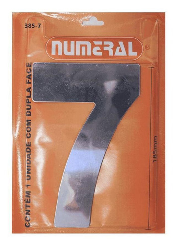 Número Residencial 7 Numeral Em Acm Cromado Cor Cinza