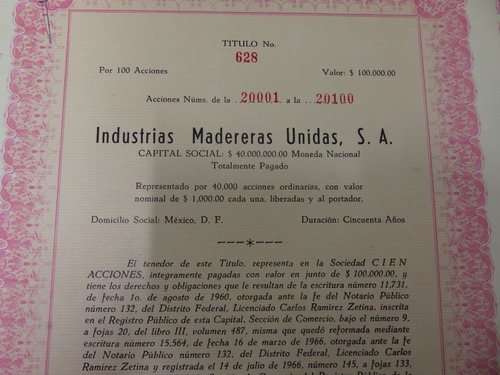 Accion Antigua Industrias Madereras Unidas S.a