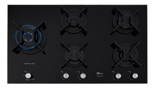 Cooktop 5 Bocas Fischer Tripla Chama Infinity Mesa Vidro Cor Preto Bivolt