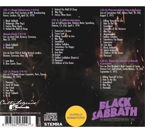 Box Black Sabbath - Broadcast Collection (1970-1975) - Edición de lujo en 5 CD, versión álbum