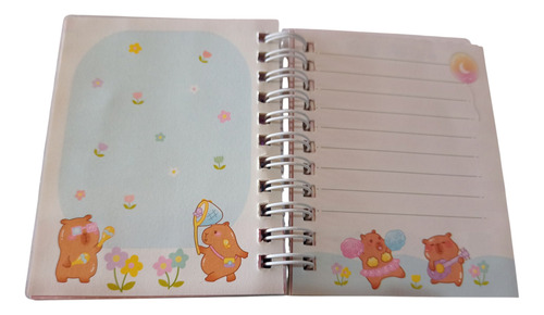 Libreta Capibara Tapa Con Agua Y Brillo Stickers Stickers Mesa